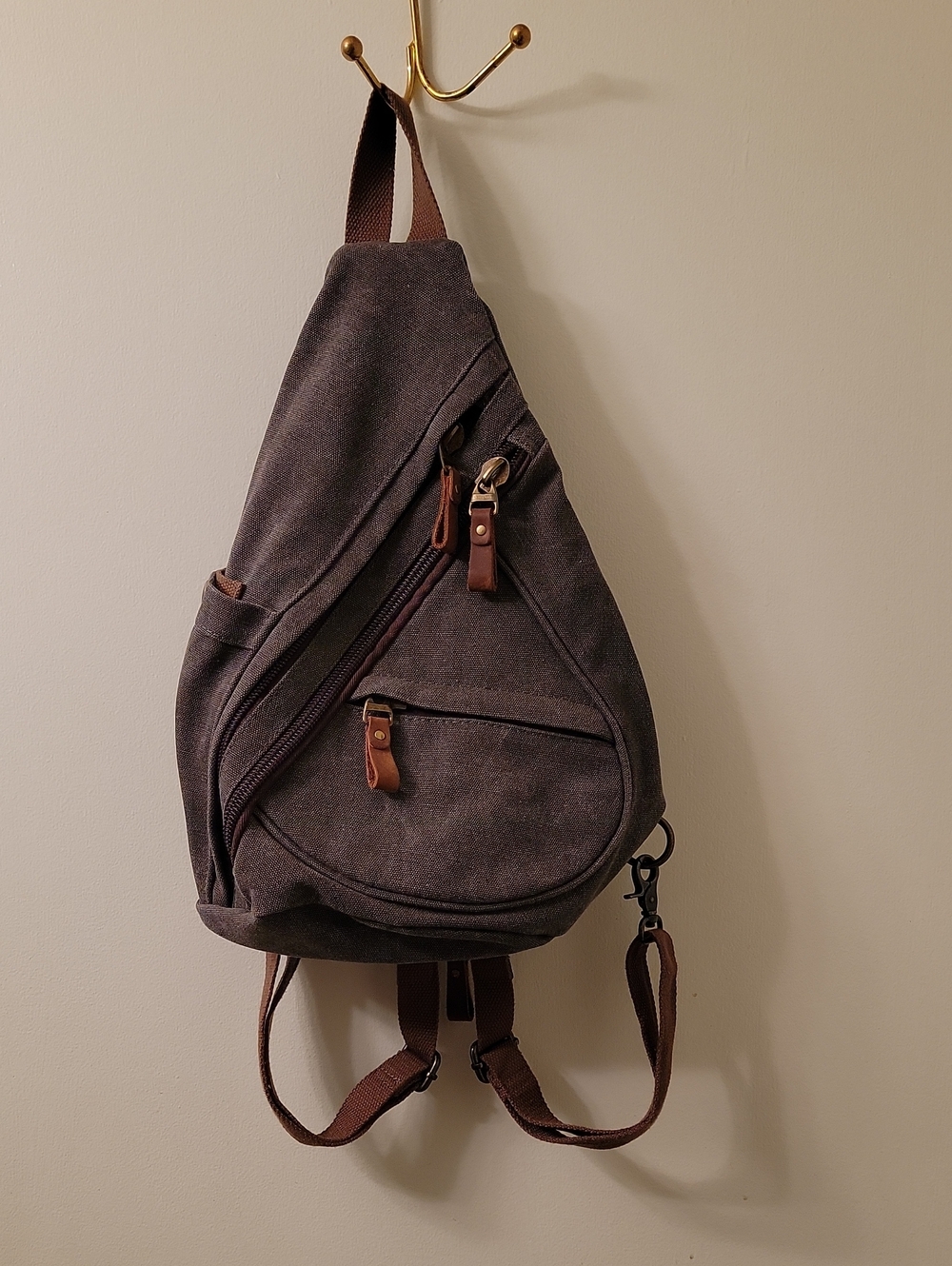 Gray Canvas Sling Backpack - Casual Men’s Crossbody Bag